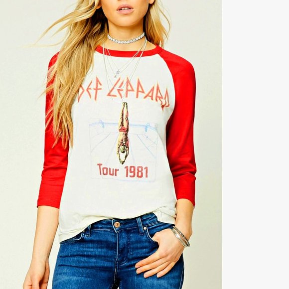 Def Leppard High in Dry Tour 1981 metal rock Raglan 3/4 Official T-Shirt S NWT - Picture 2 of 6